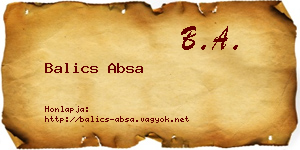 Balics Absa névjegykártya